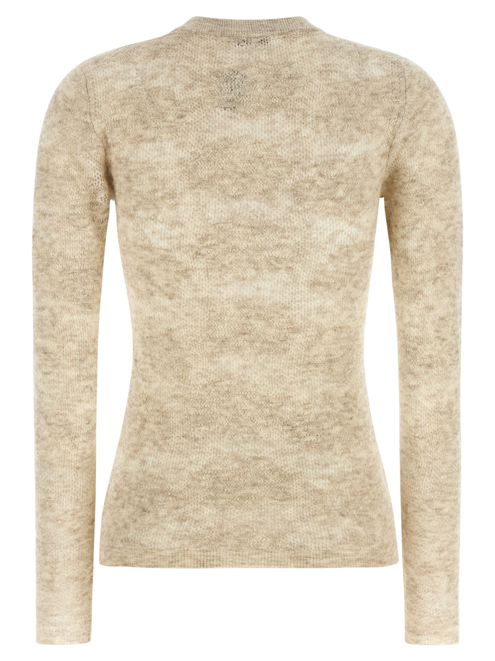Cardigan by Brunello Cucinelli for women in silk & alpaca wool beige & floral features a dramatic silhouette, showcasing a sophisticated round neckline and dramatic detail for a timeless, premium look.