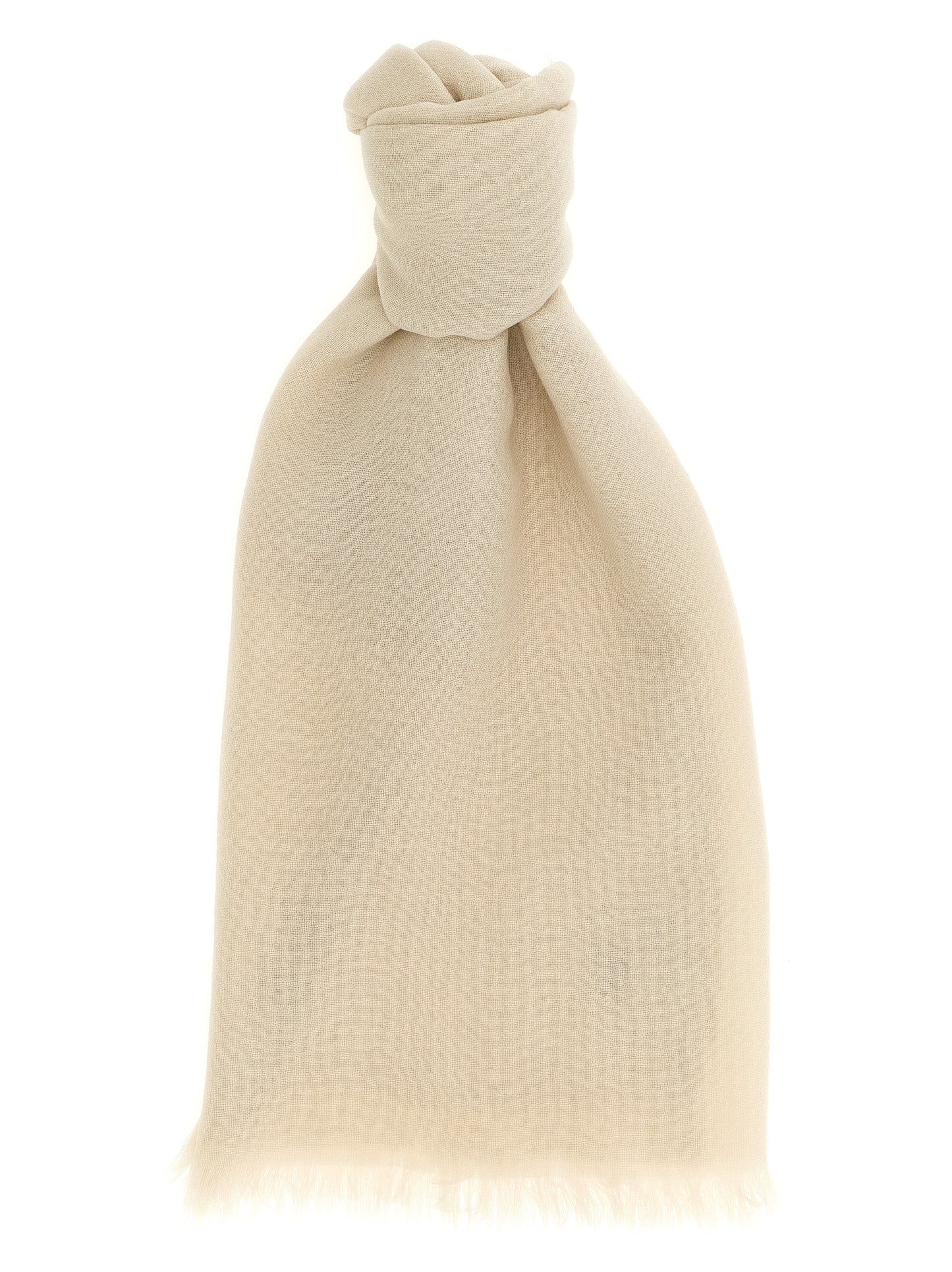 Scarf by Brunello Cucinelli for women in cashmere silk beige presents a cosy silhouette, artfully capturing the sophisticated design and premium aesthetic of the Cashmere Silk Shawl Frayed-Edge Scarf.