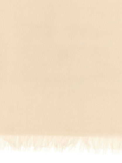 Scarf by Brunello Cucinelli for women in cashmere silk beige showcases a eye catching silhouette, artfully capturing the essence of the eye catching Cashmere Silk Shawl Frayed-Edge Scarf design for a sophisticated look.