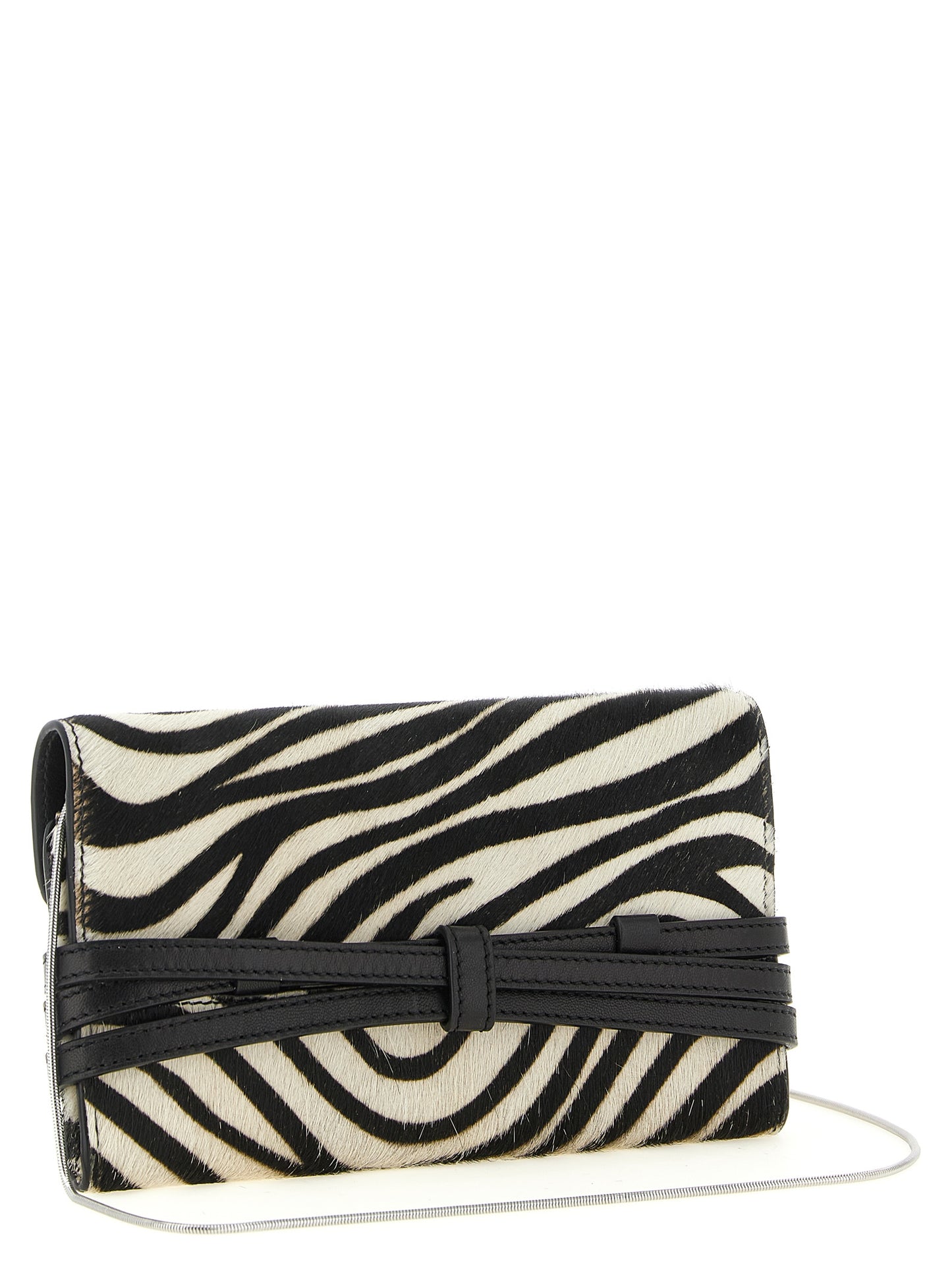 Cardholder Card Case by Moschino for women in leather bicolour, black, silver, zebra & print features a distinguished silhouette, showcasing the distinguished design of the Pony Tie Me Leather Cardholder Card Case with refined card-organization.