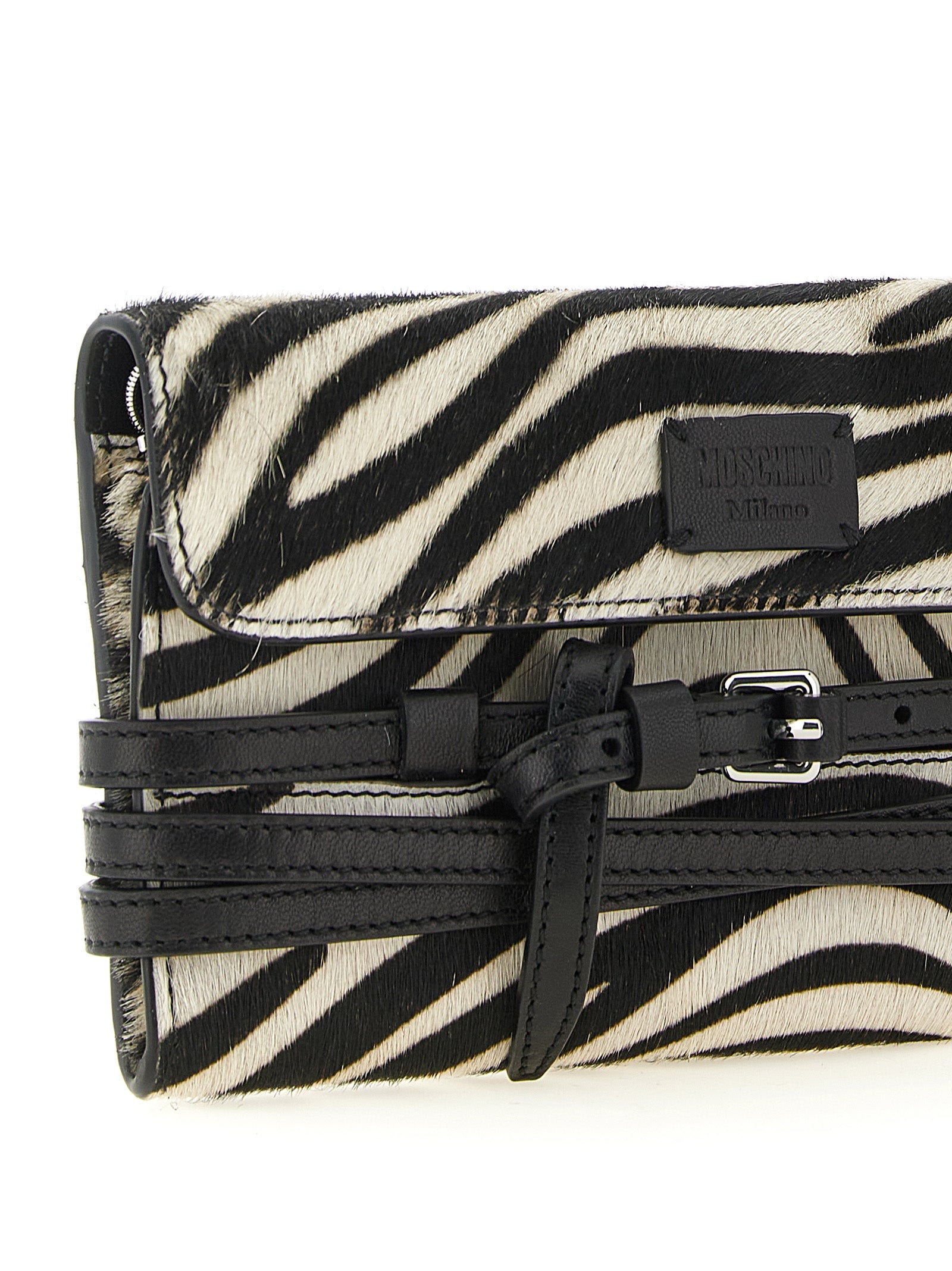 Cardholder Card Case by Moschino for women in leather bicolour, black, silver, zebra & print features an refined silhouette from the Pony Tie Me Leather Cardholder Card Case collection, highlighting refined card-organization for a premium and sophisticated look.