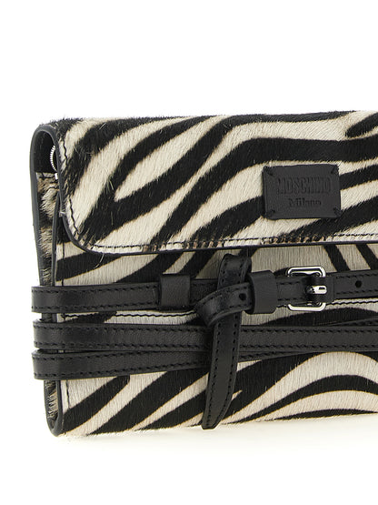 Cardholder Card Case by Moschino for women in leather bicolour, black, silver, zebra & print features an refined silhouette from the Pony Tie Me Leather Cardholder Card Case collection, highlighting refined card-organization for a premium and sophisticated look.
