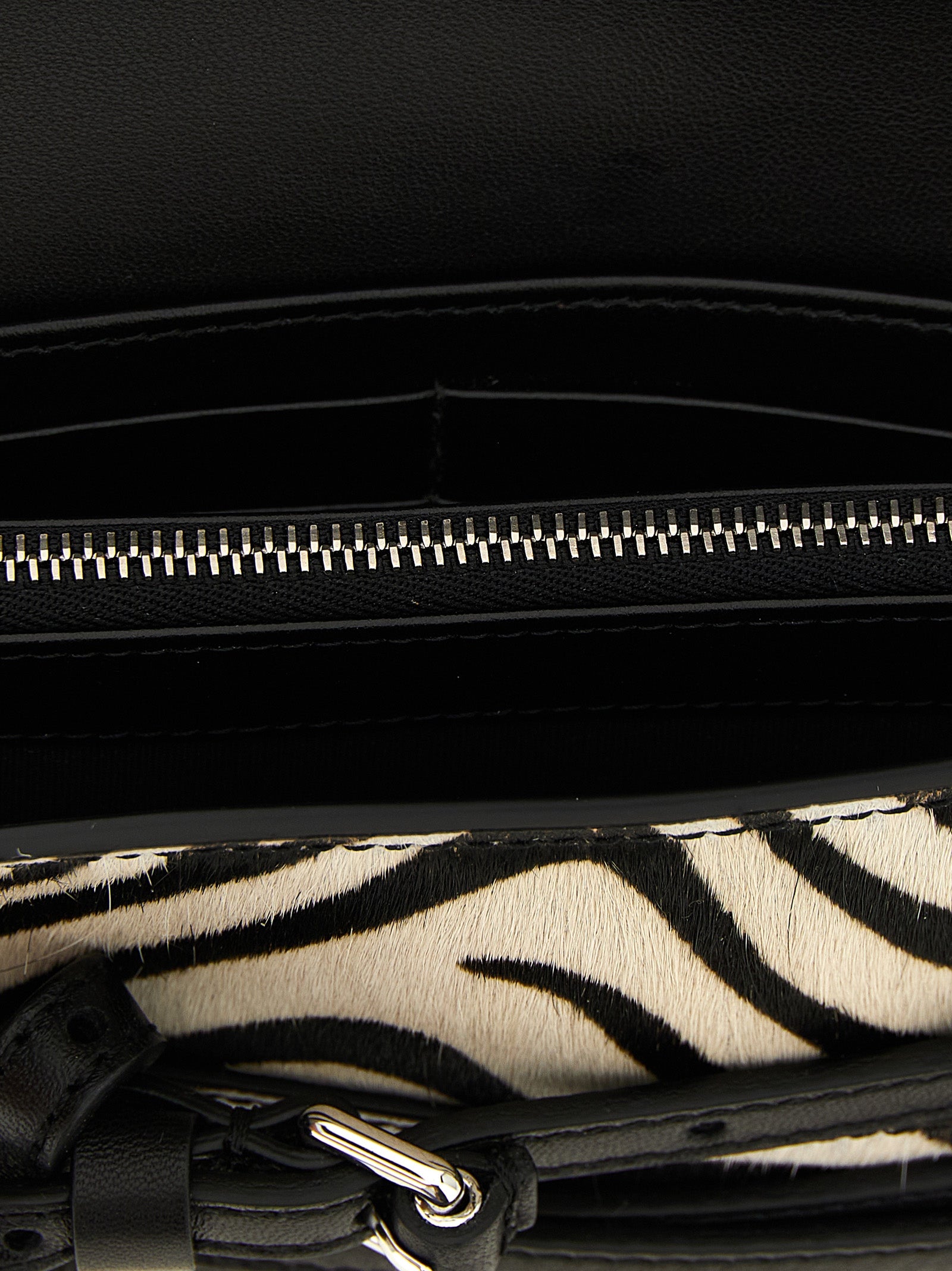 Cardholder Card Case by Moschino for women in leather bicolour, black, silver, zebra & print features a polished Pony Tie Me Leather Cardholder Card Case design with polished card-organization.