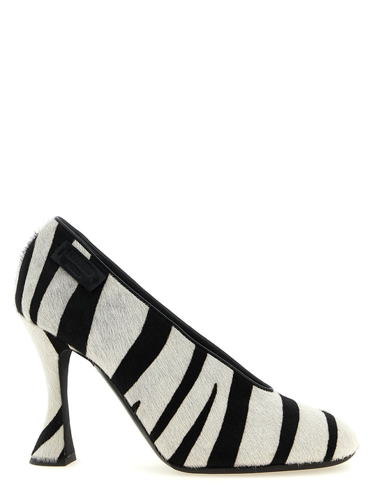 High-Heel Pumps Heels by Moschino for women in calfskin leather & fur bicolour, black, zebra & print showcases a exquisite silhouette, perfectly accentuating Pony Women's Calfskin Leather & Fur High-Heel Pumps Heels with a exquisite high-heel and exquisite .