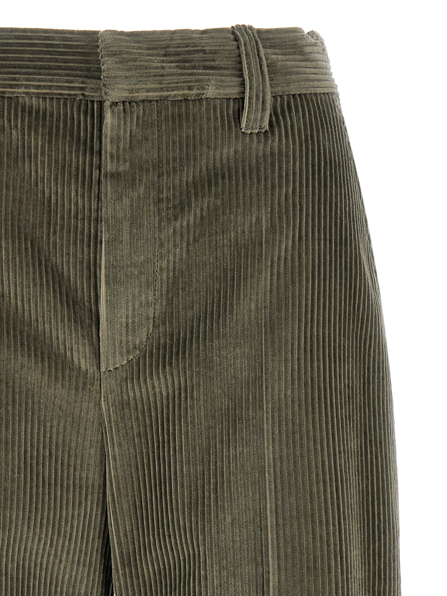 Trousers by Brunello Cucinelli for women in cotton corduroy bicolour, green & olive features an on trend silhouette, showcasing a sophisticated flared, relaxed-fit & wide with a long and for an on trend finish.