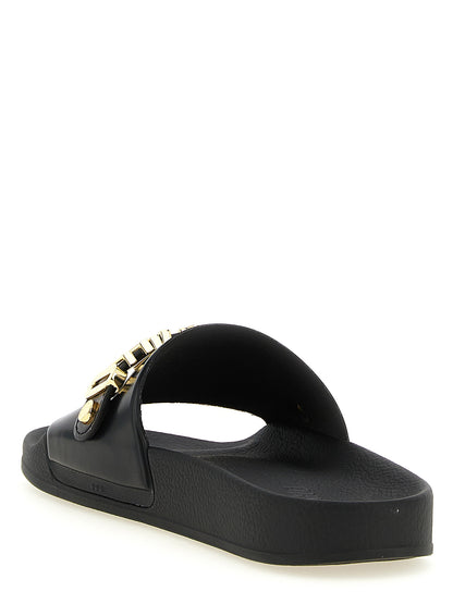 Sliders Sandals Flat Shoes by Moschino for men in pvc gold showcases a enchanting silhouette as part of the Men's PVC Sliders Sandals Flat Shoes collection, defined by a enchanting and for a enchanting look.