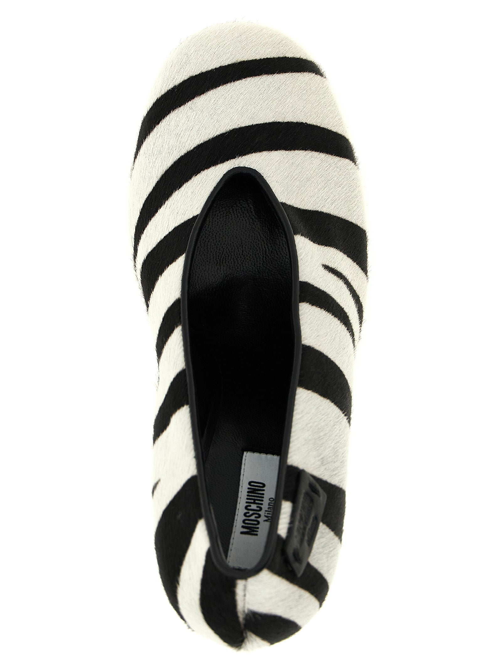 High-Heel Pumps Heels by Moschino for women in calfskin leather & fur bicolour, black, zebra & print features an captivating silhouette, showcasing the elegant Pony Women's Calfskin Leather & Fur High-Heel Pumps Heels design with a high-heel and a sophisticated .
