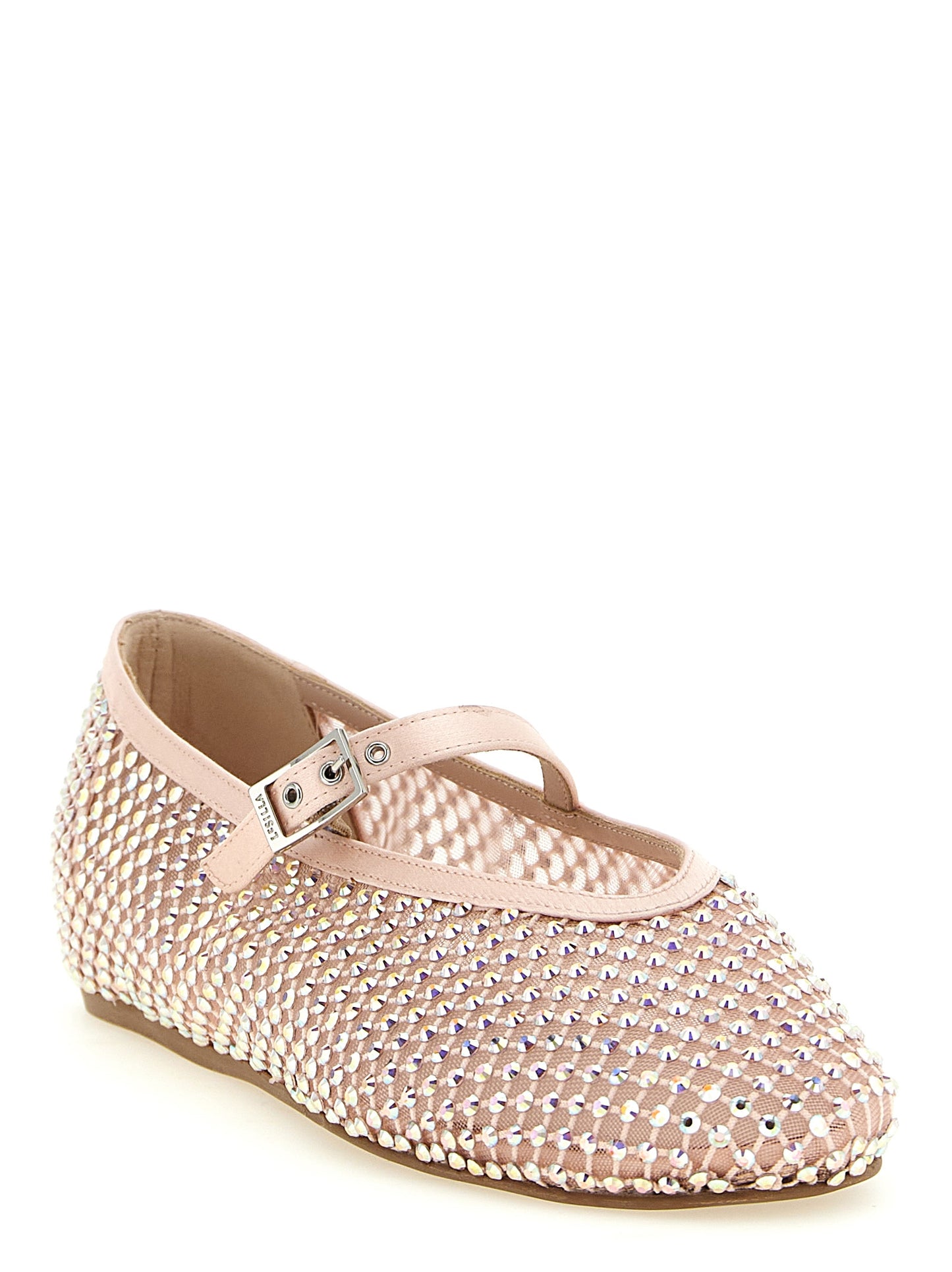 LE SILLA Women's Polyamide Nappa Leather Ballet Mary-Jane Flat Shoes - Gold Multicolor Nude Silver