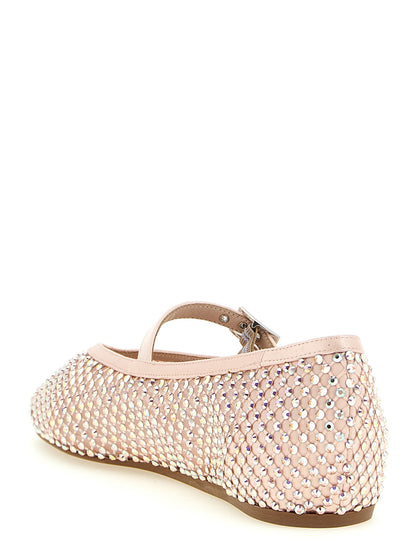 LE SILLA Women's Polyamide Nappa Leather Ballet Mary-Jane Flat Shoes - Gold Multicolor Nude Silver