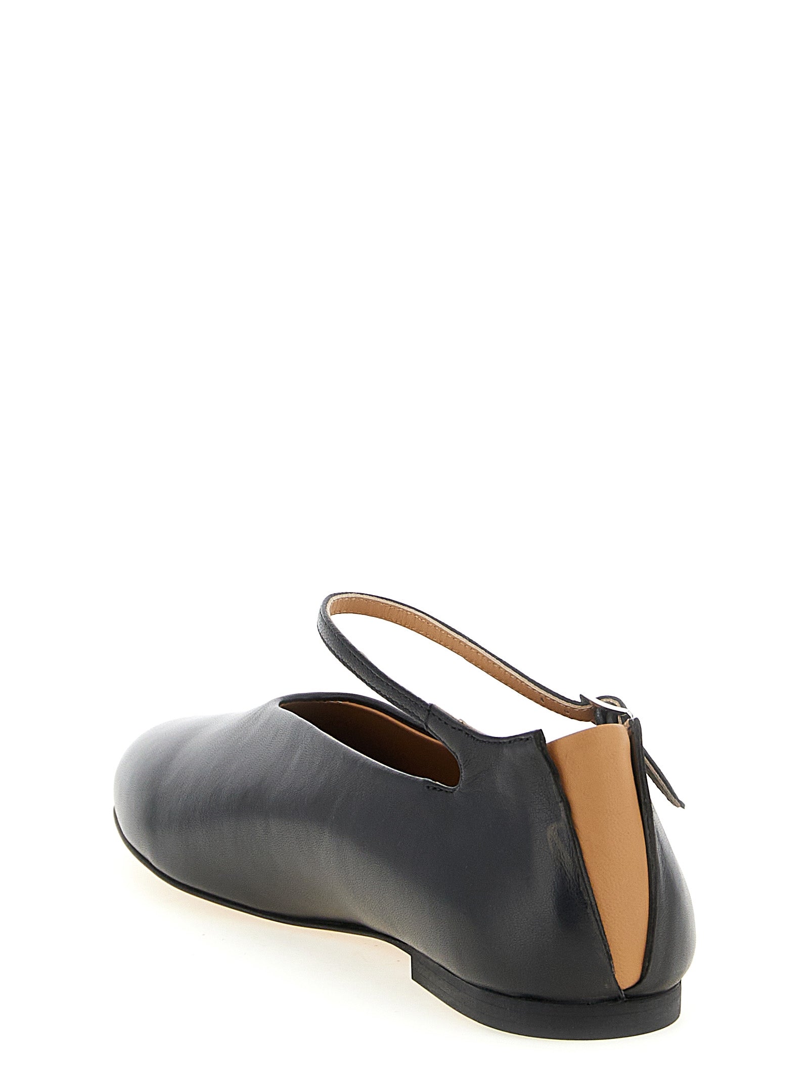 Ballet Flat Shoes by Jil Sander for women in calfskin leather black, camel & silver presents a impeccable silhouette as Women's Calfskin Leather Ballet Flat Shoes, artfully designed with a and a impeccable for a refined, upscale finish.