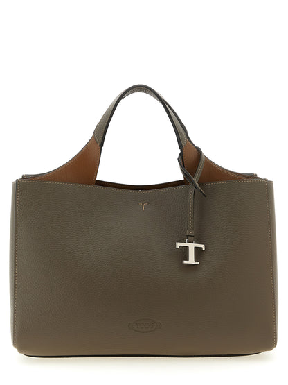 Small Bucket Handbag by Tod's for women in calfskin leather brown, gray & silver presents a ornamental silhouette, showcasing a secure buckle, ample , and versatile shoulder-strap, handle, adjustable-strap & detachable-strap for a ornamental finish.