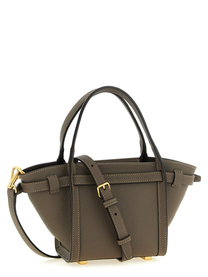 Tod's T Timeless Tim Calfskin Leather Mini Shopper Tote Bag - Gray Gold