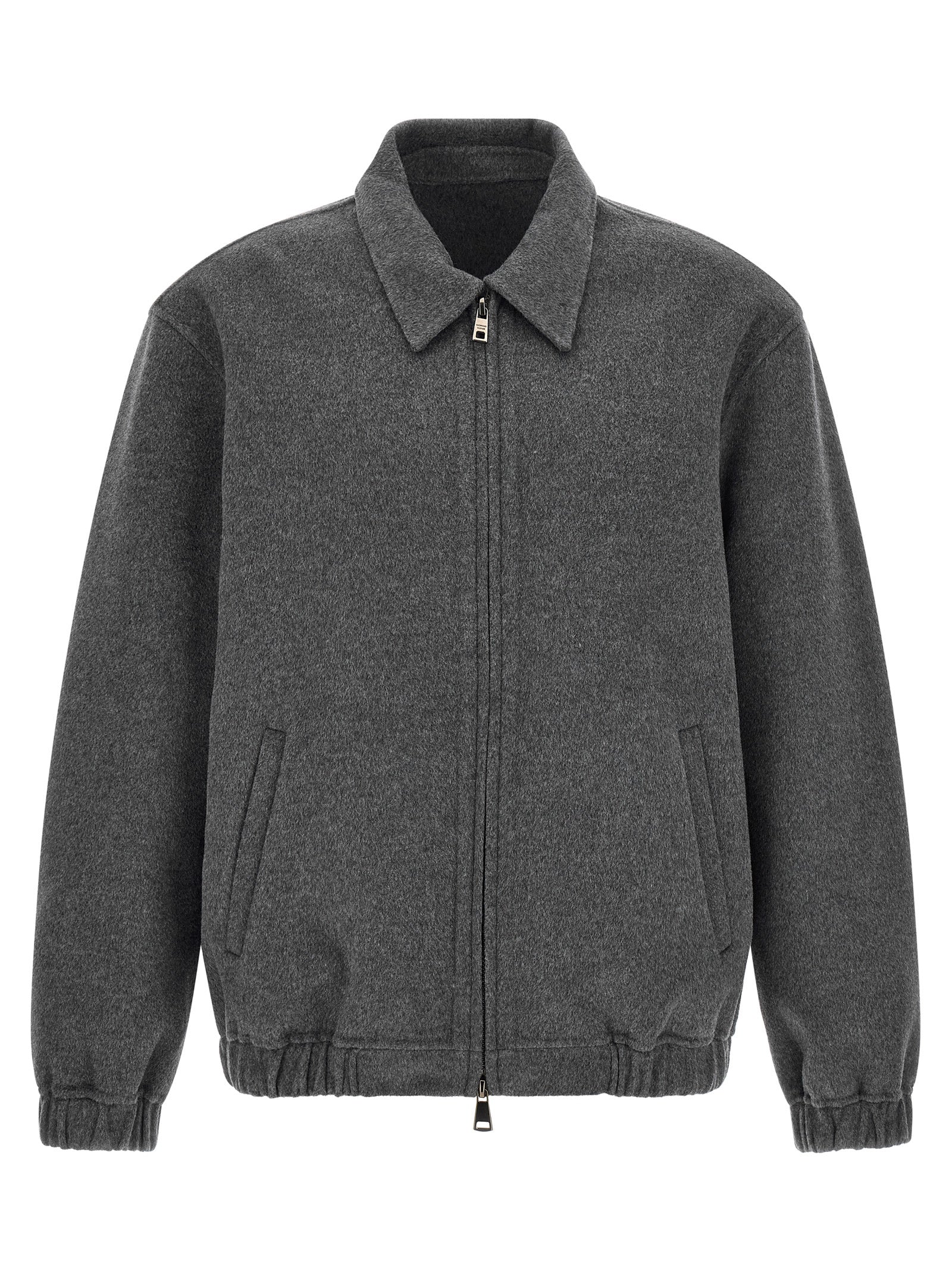 Overcoat by GIORGIO BRATO for men in cashmere wool gray presents a luxurious silhouette, showcasing a luxurious shirt-collar neckline and sophisticated pockets for a premium, luxurious look.