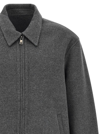 Overcoat by GIORGIO BRATO for men in cashmere wool gray features an satoral silhouette, showcasing a sophisticated shirt-collar neckline and satoral pockets for a premium, timeless look.