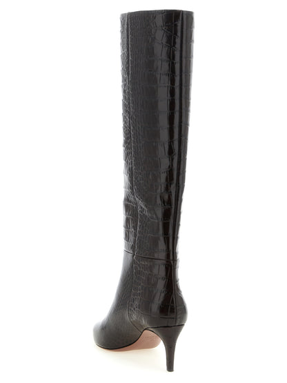 Stiletto Ankle Over-The-Knee Boots by Paris Texas for women in calfskin leather brown, ebony & print showcases a ergonomic silhouette from the Women's Calfskin Leather Stiletto Ankle Over-The-Knee Boots collection, featuring a ergonomic stiletto and a ergonomic .