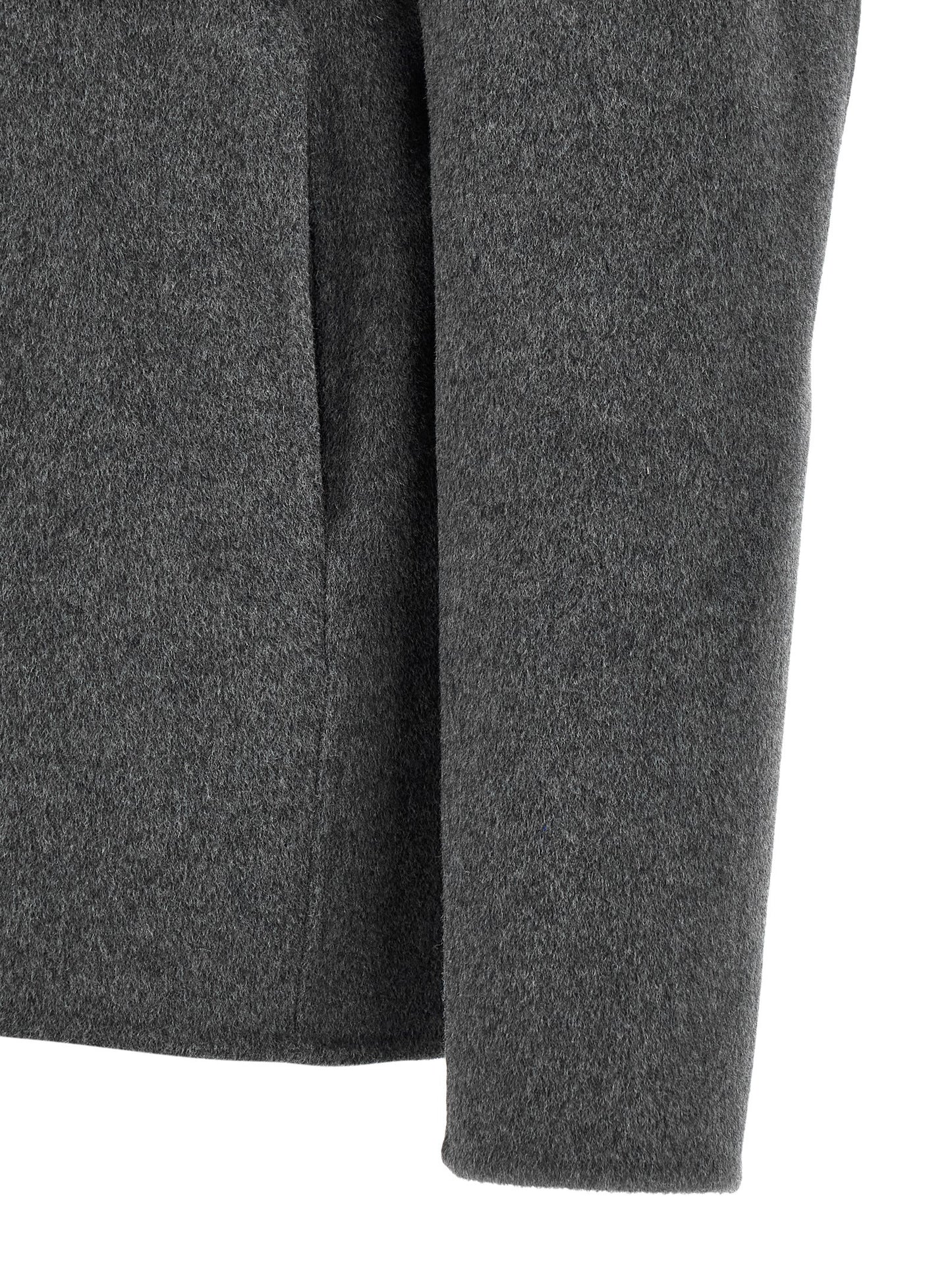 Hooded Overcoat by GIORGIO BRATO for men in cashmere wool gray features a cosy chic silhouette, artfully detailed with a sophisticated and premium hooded for a cosy chic finish.