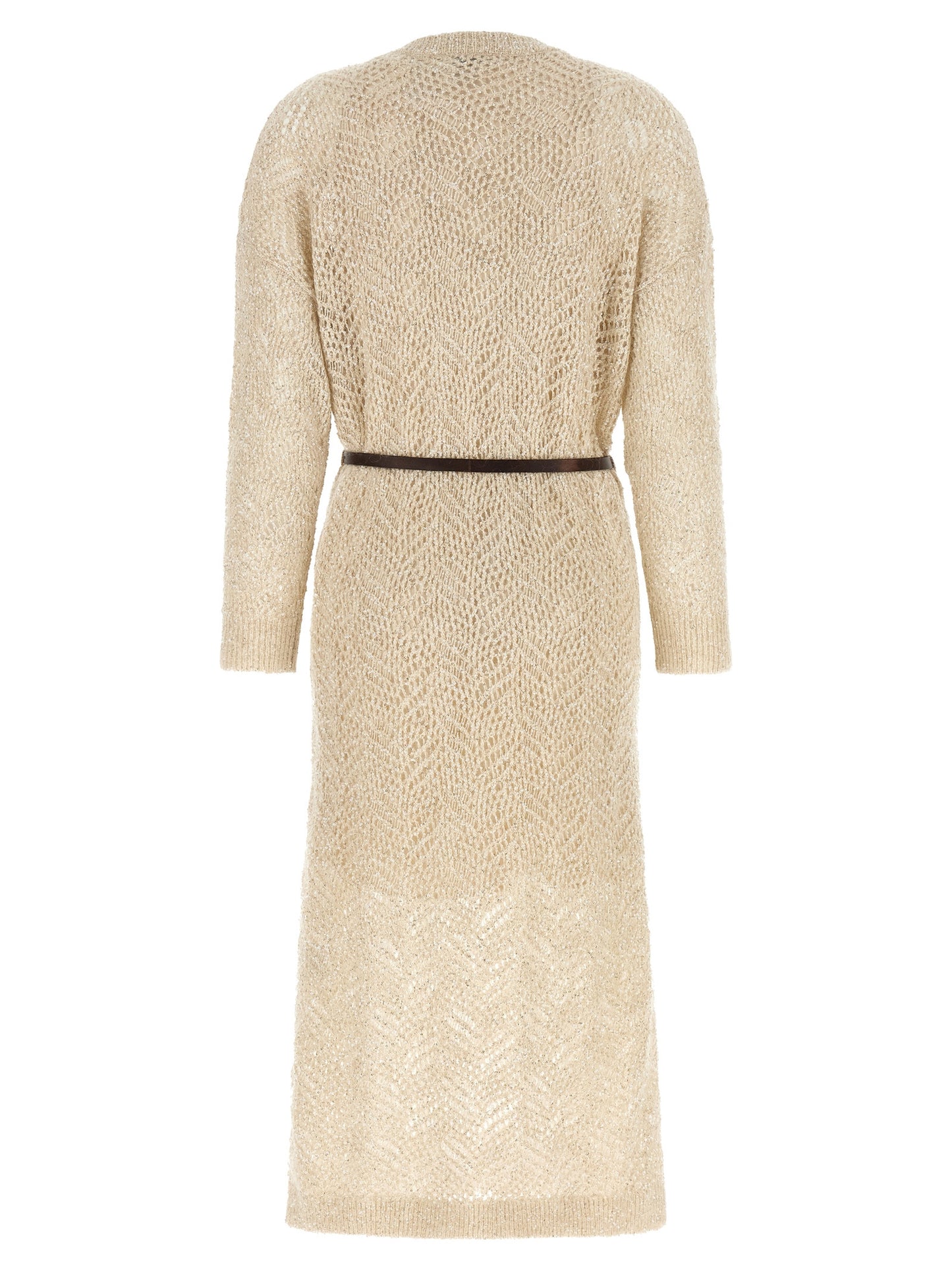 Dress by Brunello Cucinelli for women in polyamide leather & sequins beige & patterned features an magnificent silhouette, artfully detailed with a magnificent and that flows into an magnificent midi.