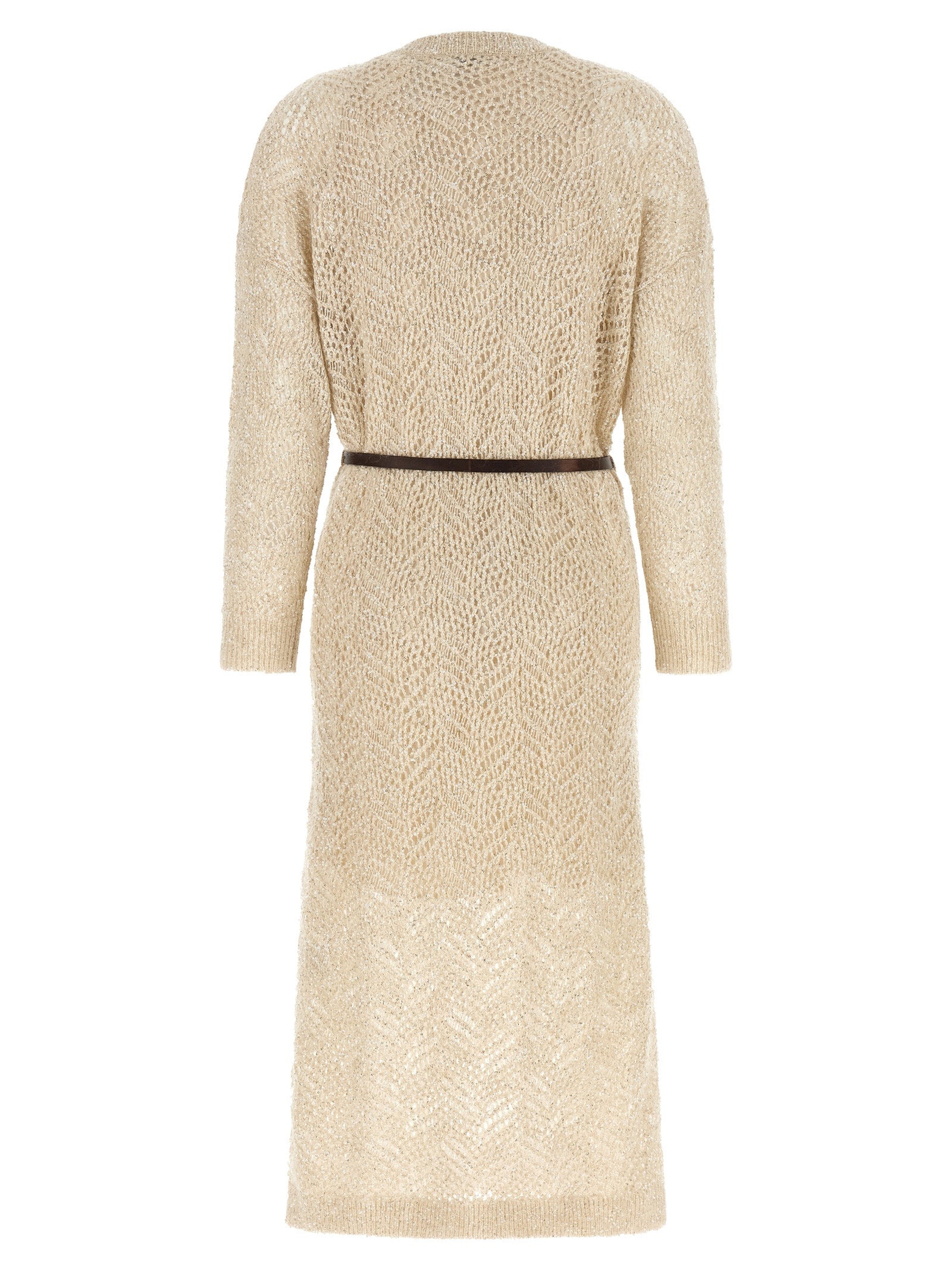 Dress by Brunello Cucinelli for women in polyamide leather & sequins beige & patterned features an magnificent silhouette, artfully detailed with a magnificent and that flows into an magnificent midi.
