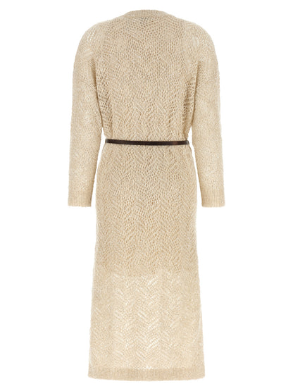 Dress by Brunello Cucinelli for women in polyamide leather & sequins beige & patterned features an magnificent silhouette, artfully detailed with a magnificent and that flows into an magnificent midi.