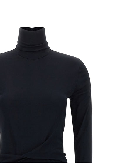 Dress by Fabiana Filippi for women in viscose blue, natural, transparent & patterned features an cute silhouette, detailed with a and high-neck neckline that elegantly flows into a cute long.