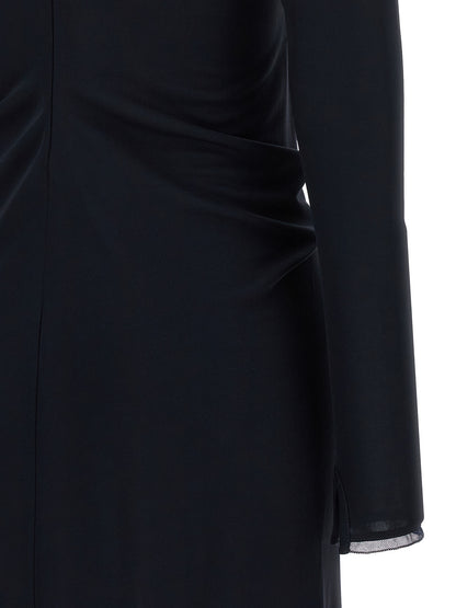 Dress by Fabiana Filippi for women in viscose blue, natural, transparent & patterned presents a sinuous silhouette, showcasing a sophisticated and detailed with a sinuous long for a refined finish.
