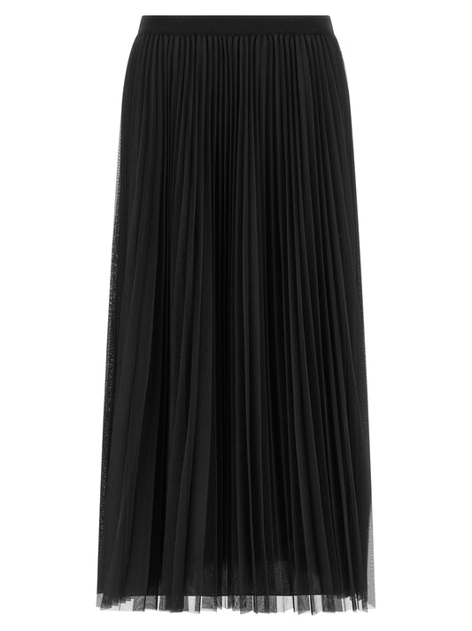 Skirt by Fabiana Filippi for women in polyester blue & transparent showcases a dramatic silhouette, artfully capturing the essence of the Play Women's Pleated Polyester Midi Skirt in a dramatic midi cut for a refined look.