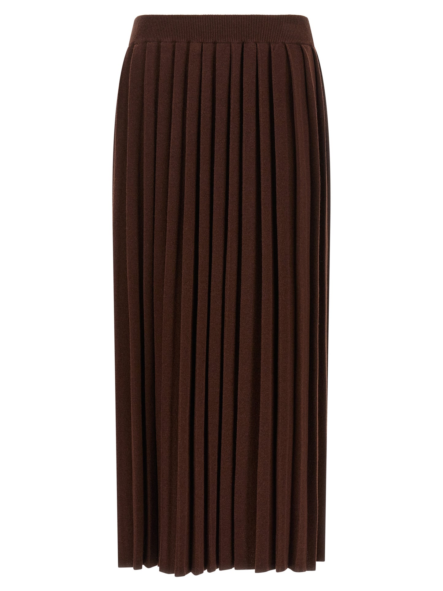 Skirt by Fabiana Filippi for women in silk cashmere virgin wool brown & patterned features an relaxed-yet-refined silhouette that elegantly showcases the Women's Pleated Silk Cashmere Virgin Wool Midi Skirt design and sophisticated midi.
