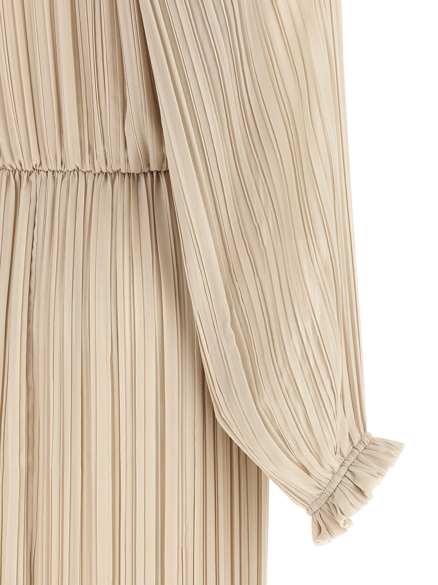 Dress by Fabiana Filippi for women in polyester beige, gold & sand features an sultry silhouette defined by a and , falling to an sultry long for a sultry look.