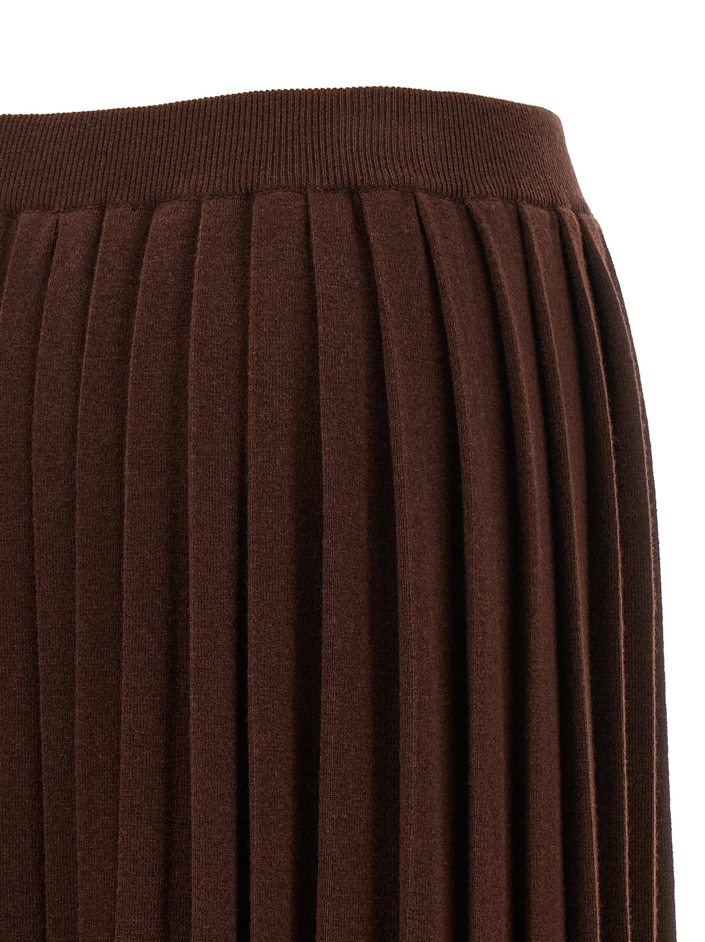 Skirt by Fabiana Filippi for women in silk cashmere virgin wool brown & patterned features a contoured silhouette from the Women's Pleated Silk Cashmere Virgin Wool Midi Skirt collection, characterized by its contoured midi for a contoured finish.