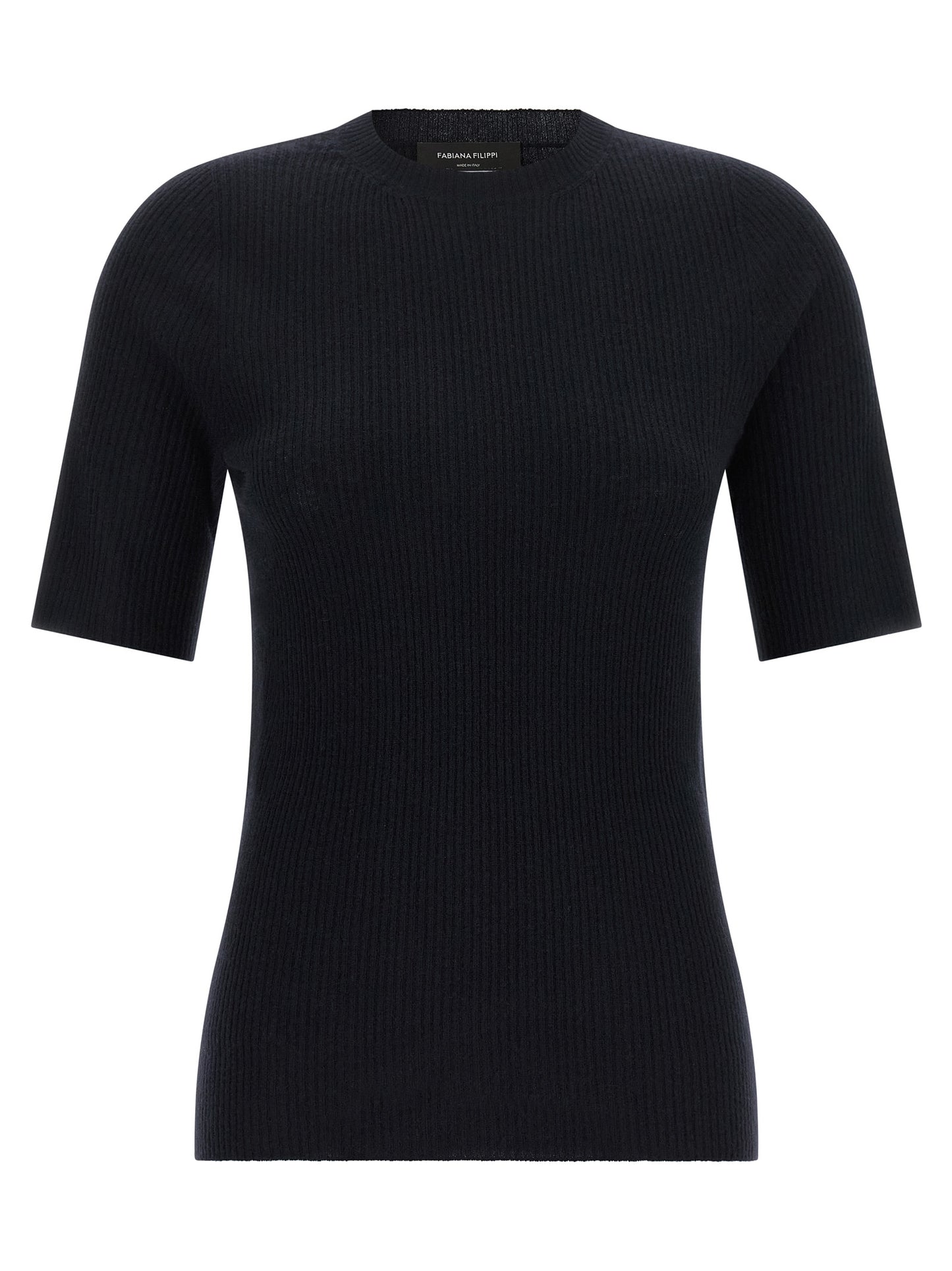 This Sweater by Fabiana Filippi for women in silk cashmere virgin wool navy presents a understated silhouette, featuring a sophisticated and short-sleeve for a understated finish.