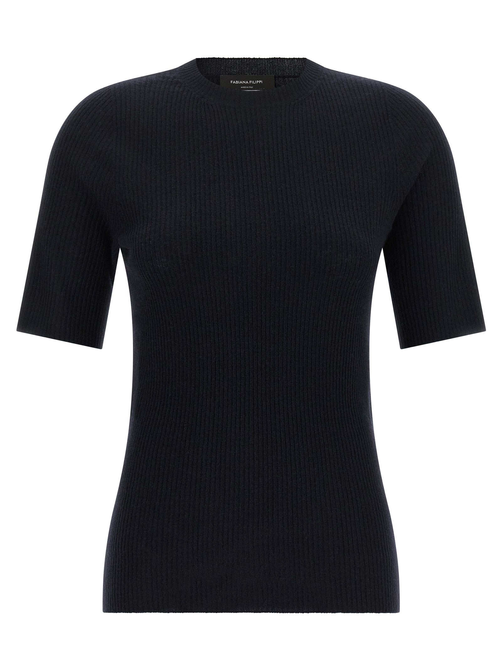 This Sweater by Fabiana Filippi for women in silk cashmere virgin wool navy presents a understated silhouette, featuring a sophisticated and short-sleeve for a understated finish.