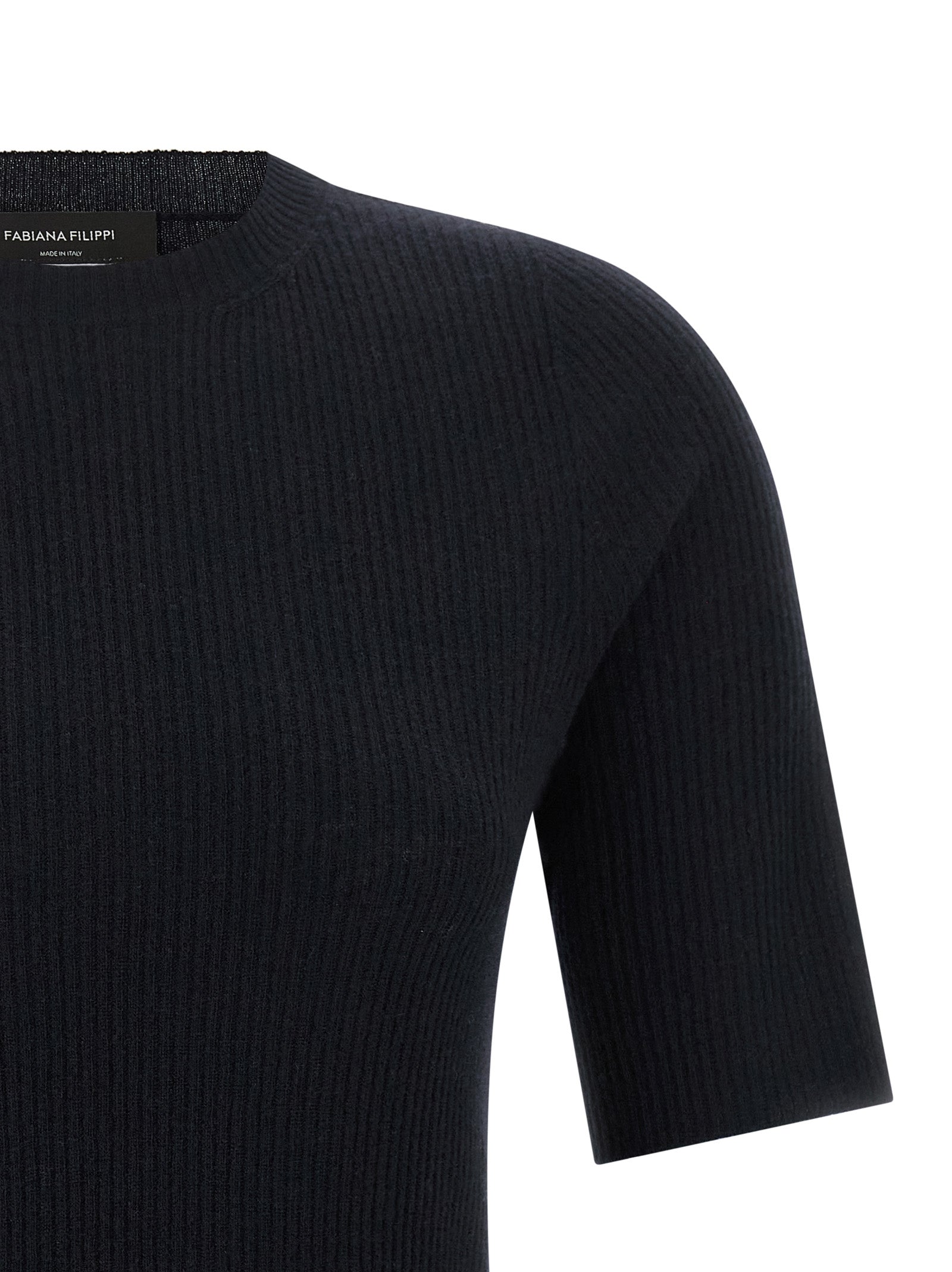 Sweater by Fabiana Filippi for women in silk cashmere virgin wool navy showcases a downtown chic silhouette, artfully finished with a downtown chic and for a sophisticated, high-end look.