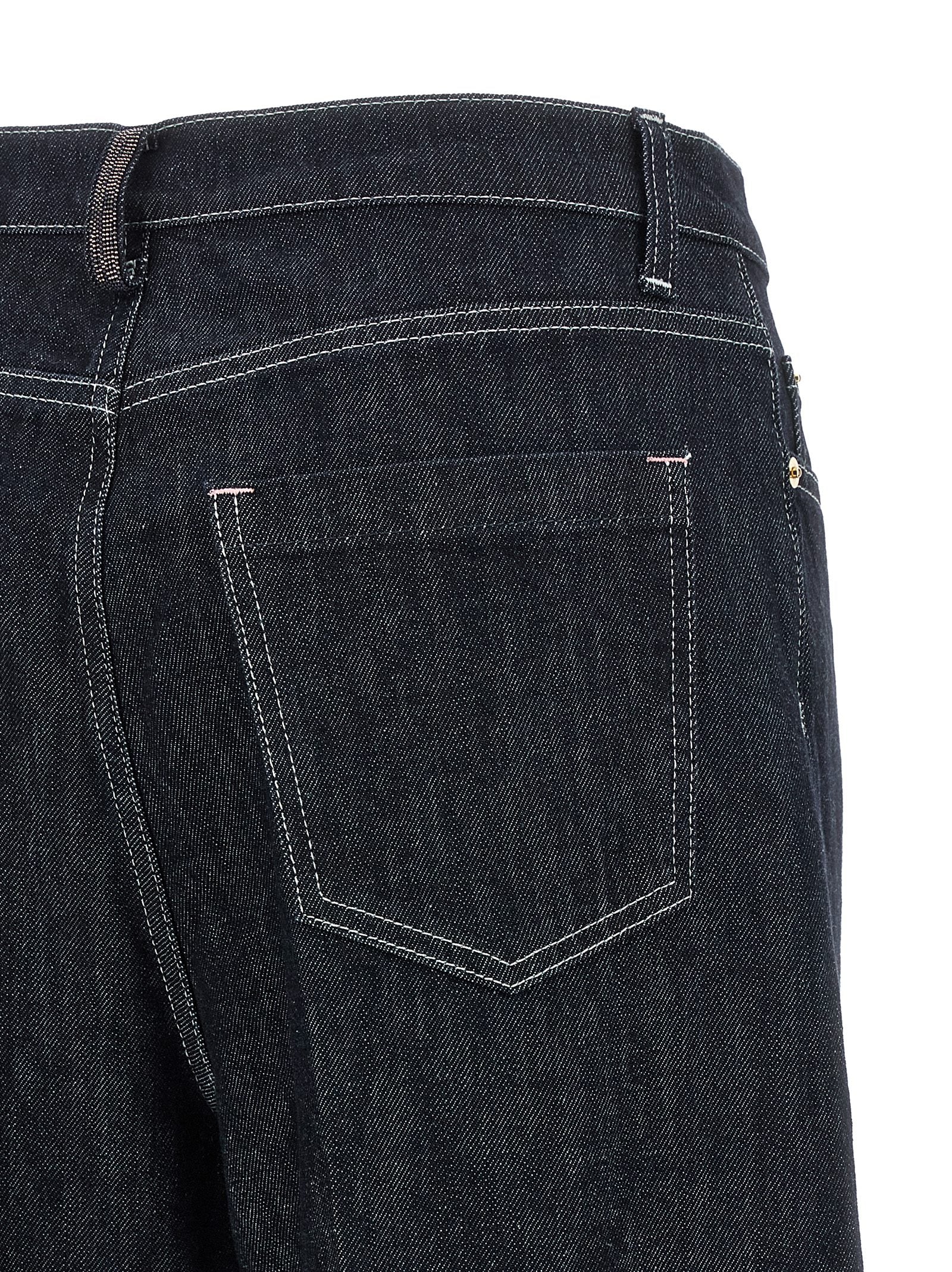 Jeans by Fabiana Filippi for women in denim cotton blue, indigo & signature presents a tailored silhouette, showcasing a tailored relaxed-fit and long cut with a refined for a truly tailored aesthetic.