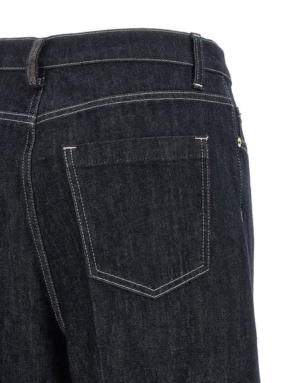 Jeans by Fabiana Filippi for women in denim cotton blue, indigo & signature presents a tailored silhouette, showcasing a tailored relaxed-fit and long cut with a refined for a truly tailored aesthetic.