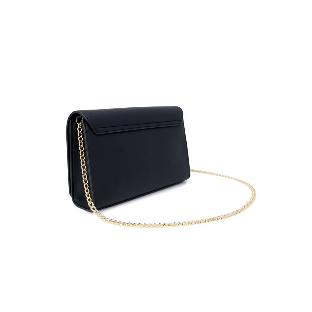 Small Flap Handbag by Love Moschino for women in polyethylene leather black & signature features a signature silhouette, showcasing a secure flap and signature with versatile for a sophisticated look.