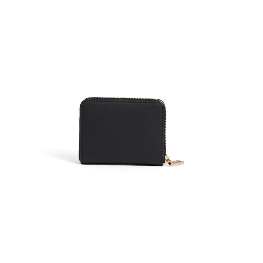 Wallet by Love Moschino for women in polyethylene & polyurethane black & gold showcases a refined silhouette, artfully capturing the essence of the refined Polyethylene & Polyurethane Wallet design with functional compact-design zip-around.