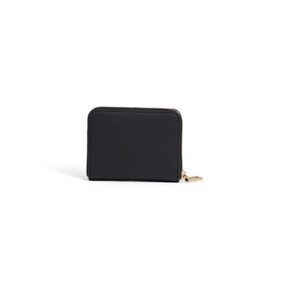 Wallet by Love Moschino for women in polyethylene & polyurethane black & gold showcases a refined silhouette, artfully capturing the essence of the refined Polyethylene & Polyurethane Wallet design with functional compact-design zip-around.