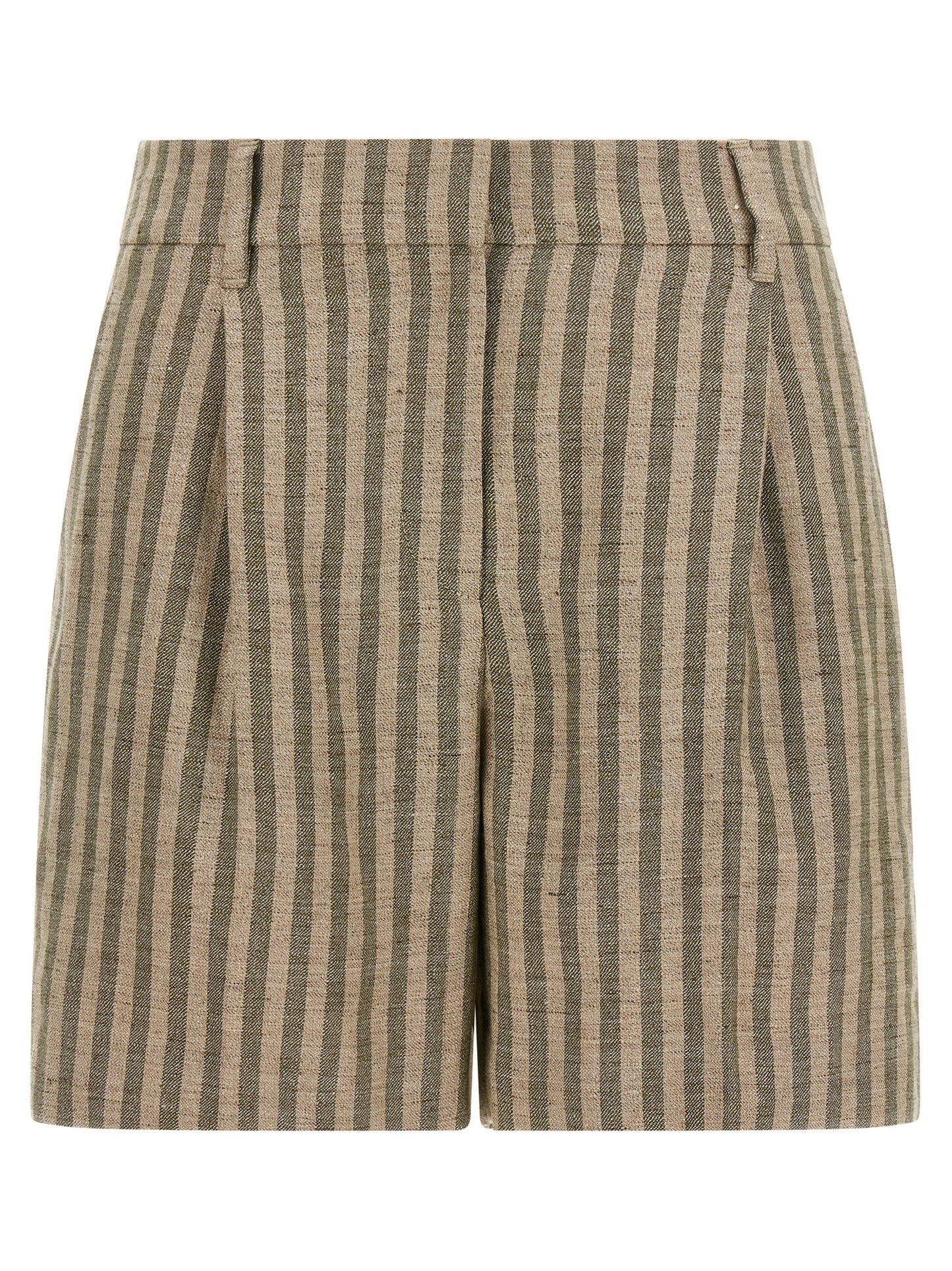 Brunello Cucinelli Women's Linen & Polyamide Bermuda Shorts - Bicolour Green Patterned Striped