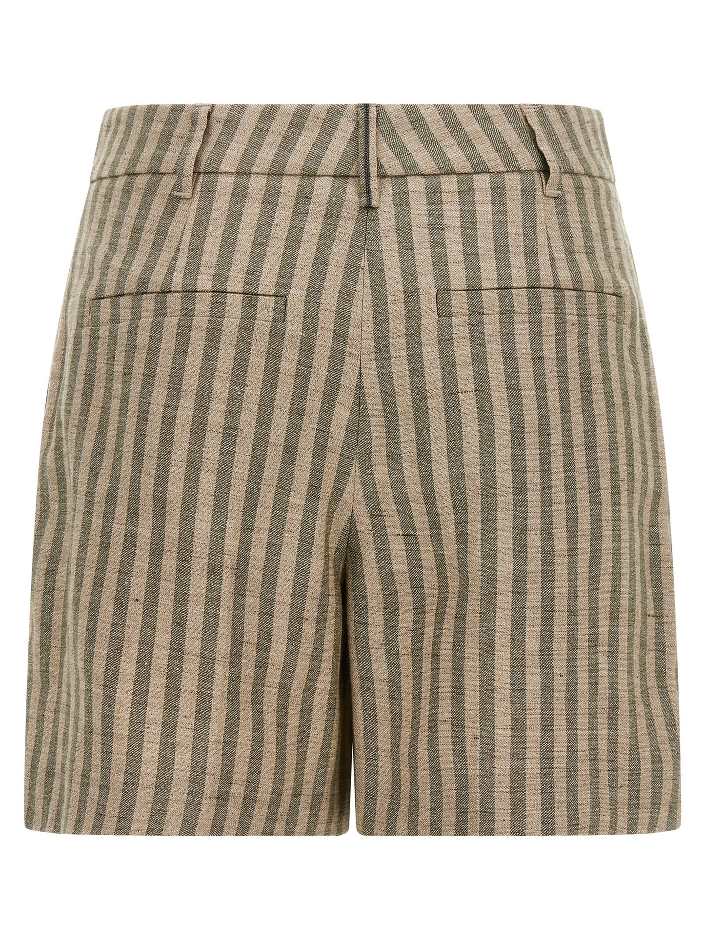 Brunello Cucinelli Women's Linen & Polyamide Bermuda Shorts - Bicolour Green Patterned Striped