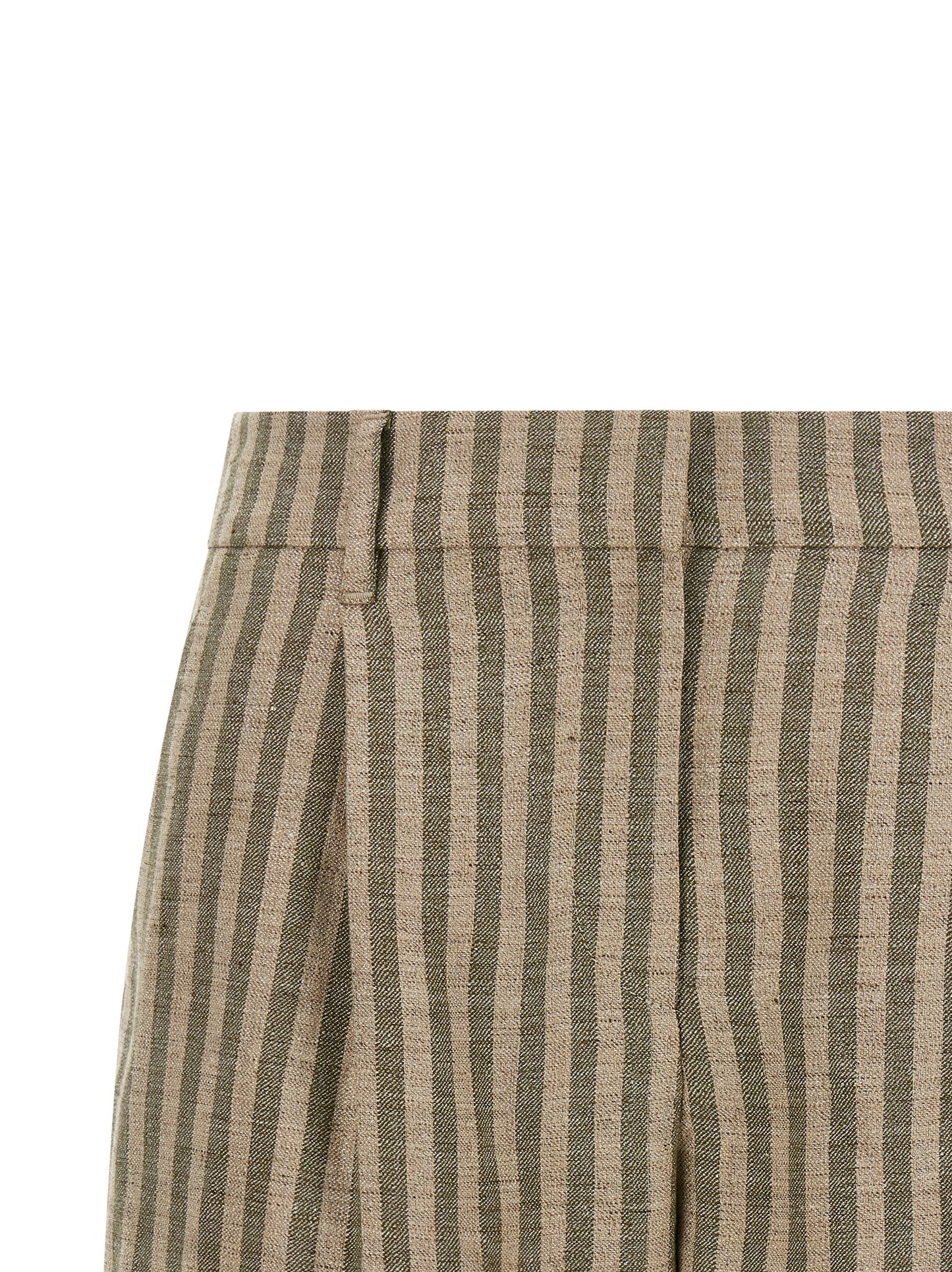 Brunello Cucinelli Women's Linen & Polyamide Bermuda Shorts - Bicolour Green Patterned Striped