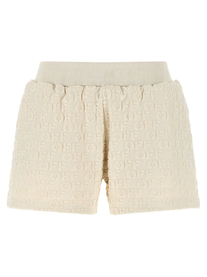Bermuda Shorts by Off-White for women in cotton terry cloth beige & white showcases a on trend silhouette, featuring a tailored relaxed-fit with a classic short and sophisticated for a on trend finish.