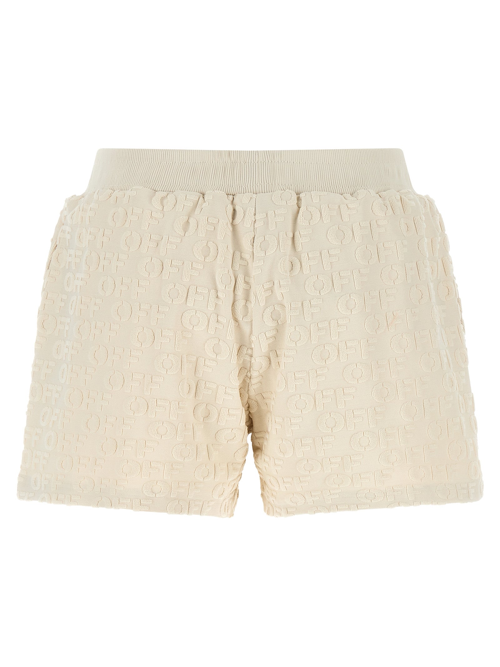 Bermuda Shorts by Off-White for women in cotton terry cloth beige & white features a eye catching relaxed-fit and short with a eye catching .