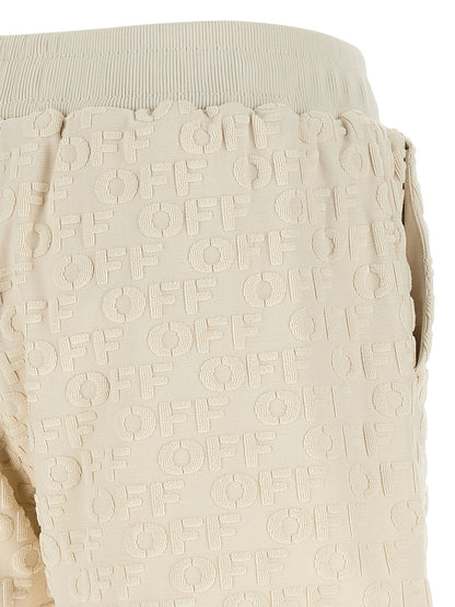 Bermuda Shorts by Off-White for women in cotton terry cloth beige & white presents a contemporary silhouette, showcasing a contemporary relaxed-fit with a refined short and elegant .