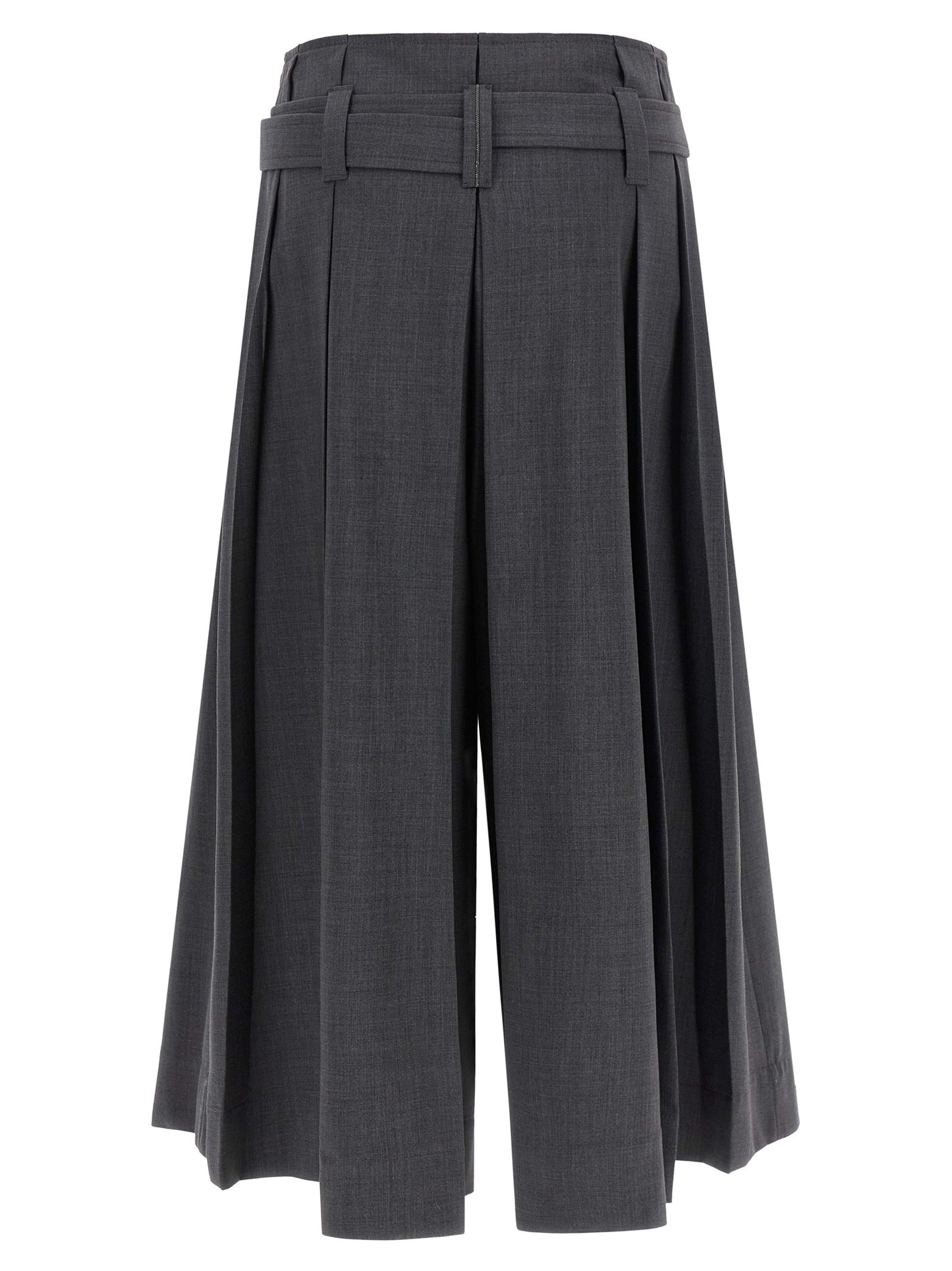 Brunello Cucinelli Monile Women's High Rise Nylon & Virgin Wool Bermuda Shorts - Gray