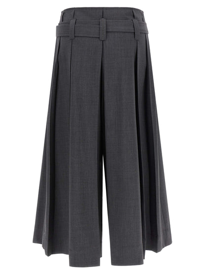 Brunello Cucinelli Monile Women's High Rise Nylon & Virgin Wool Bermuda Shorts - Gray