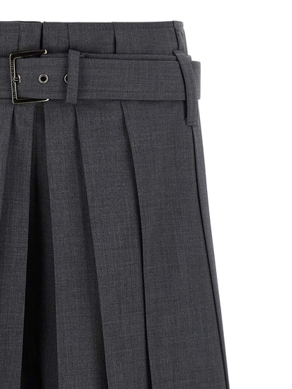 Brunello Cucinelli Monile Women's High Rise Nylon & Virgin Wool Bermuda Shorts - Gray
