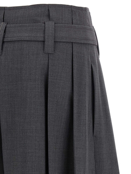 Brunello Cucinelli Monile Women's High Rise Nylon & Virgin Wool Bermuda Shorts - Gray