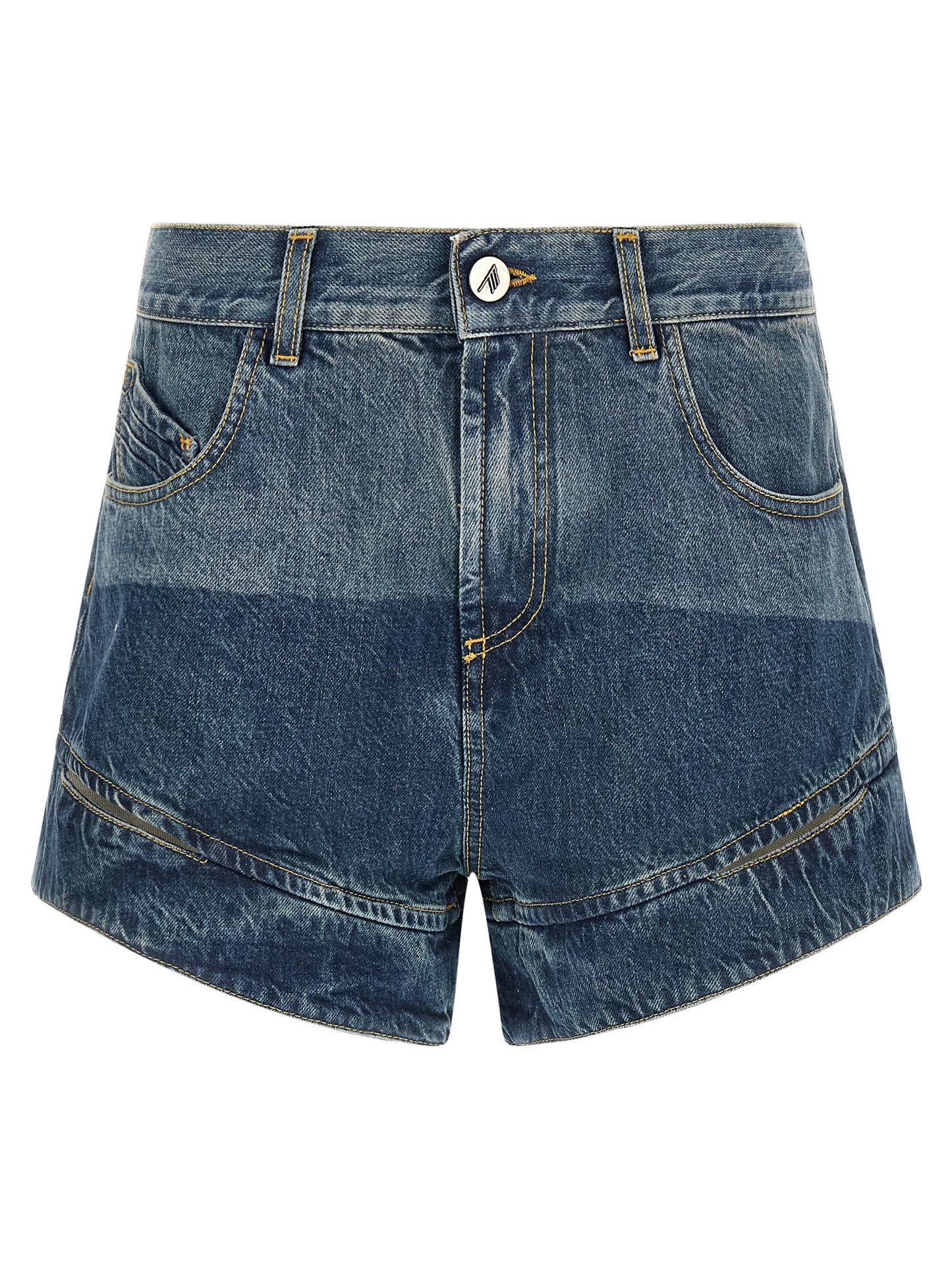 The Attico Shuffle Women's Denim Cotton Shorts - Blue Silver Signature