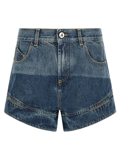 The Attico Shuffle Women's Denim Cotton Shorts - Blue Silver Signature
