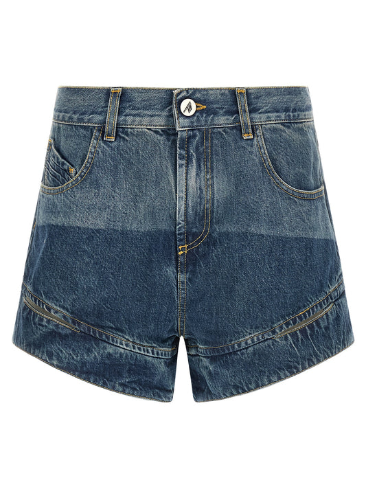 The Attico Shuffle Women's Denim Cotton Shorts - Blue Silver Signature